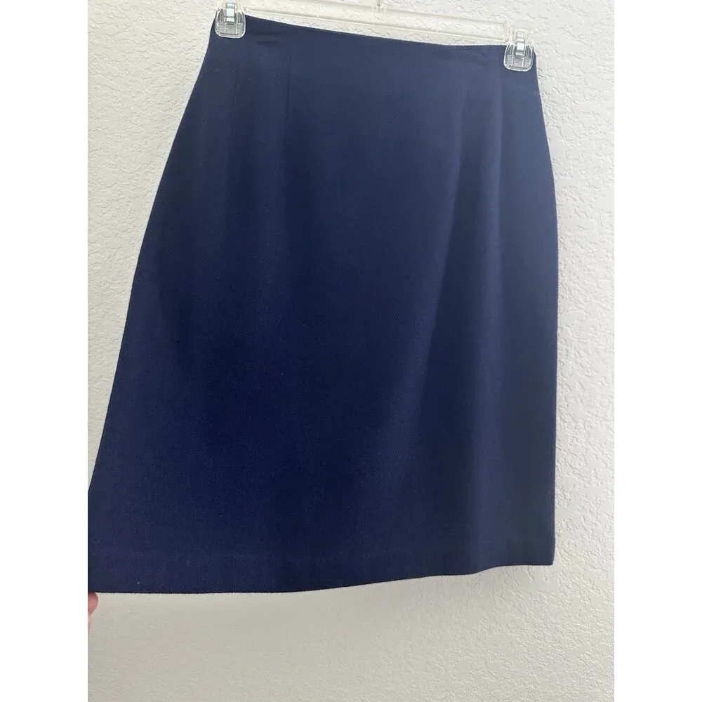 Vtg SAVANNAH 1114 Woolmark Skirt Womens 10 Navy 100% Wool Lined Academia‎ Preppy